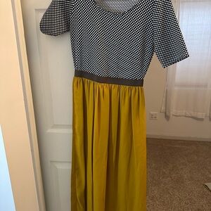Black and White Top with Yellow Skirt Dress